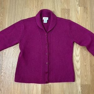 Talbots Pure Wool Cardigan Sweater Pink Medium Holiday